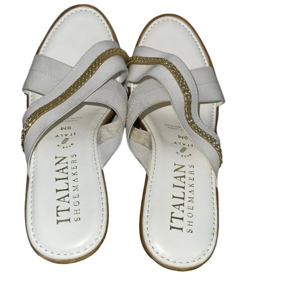 Italian Shoemaker White Wedge Sandals Size 9 - Picture 5 of 6